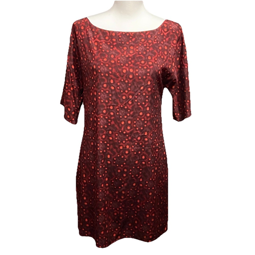ALICE + OLIVIA Silk Red Dress Short Sleeve Women's Small Artsy Bodycon